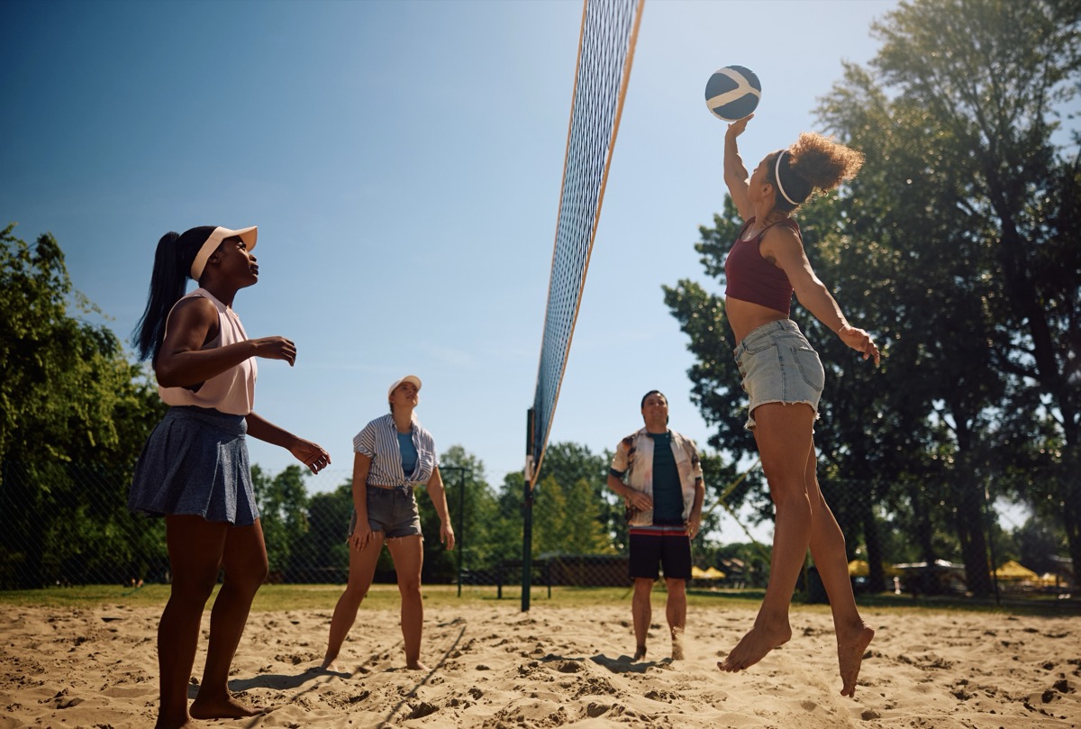 Beginner beach volleyball